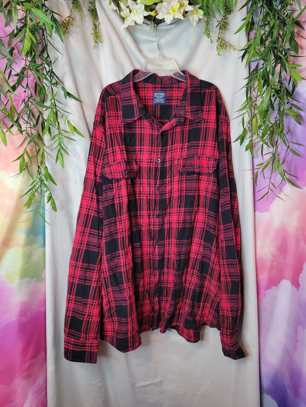Comfy Red/Black Oversizex Plaid Button-Down Shirt